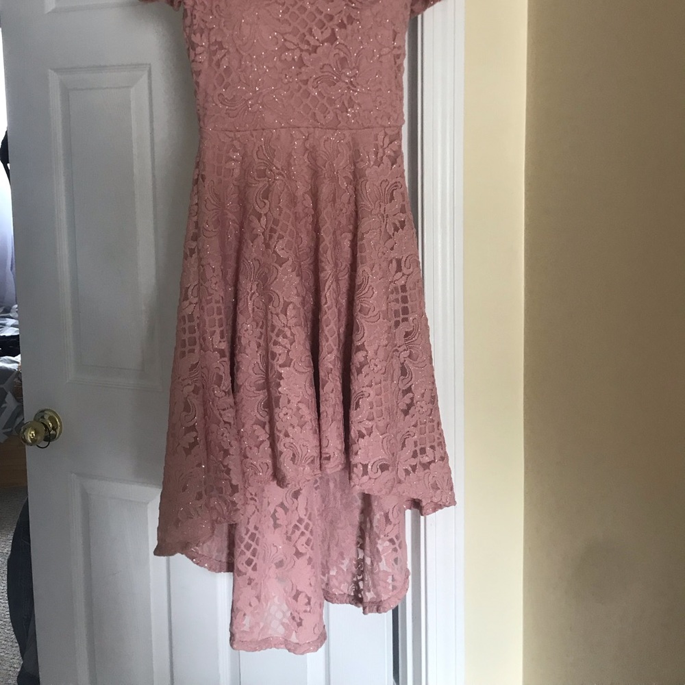 Pink Lacey high low dress